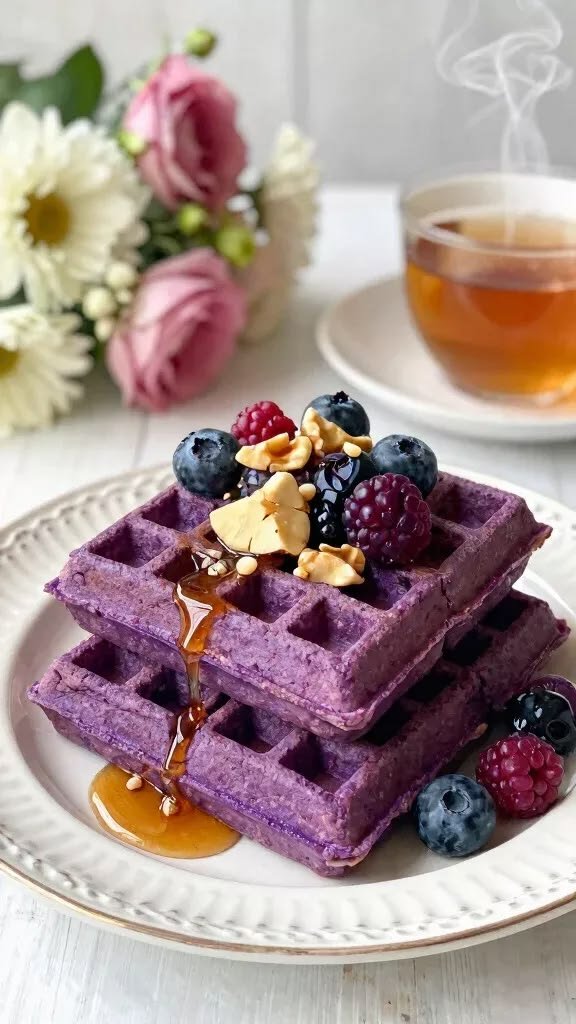 No-bake berry slice topped with blueberries